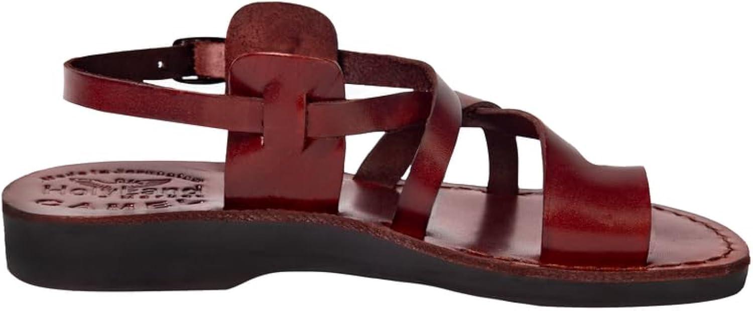 Holy Land Market Men/Women Biblical Jesus Leather Sandals/Slides From Jerusalem (Jesus - Style I) (9-9.5 Women/7-7.5 Men)
