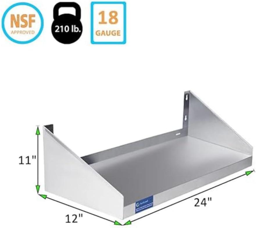 Amgood 12 in. x 36 in. Stainless Steel Wall Shelf with Side Guards