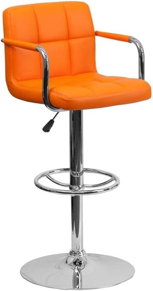 Flash Furniture Contemporary Quilted Vinyl Adjustable Height Barstool with Arms and Chrome Base