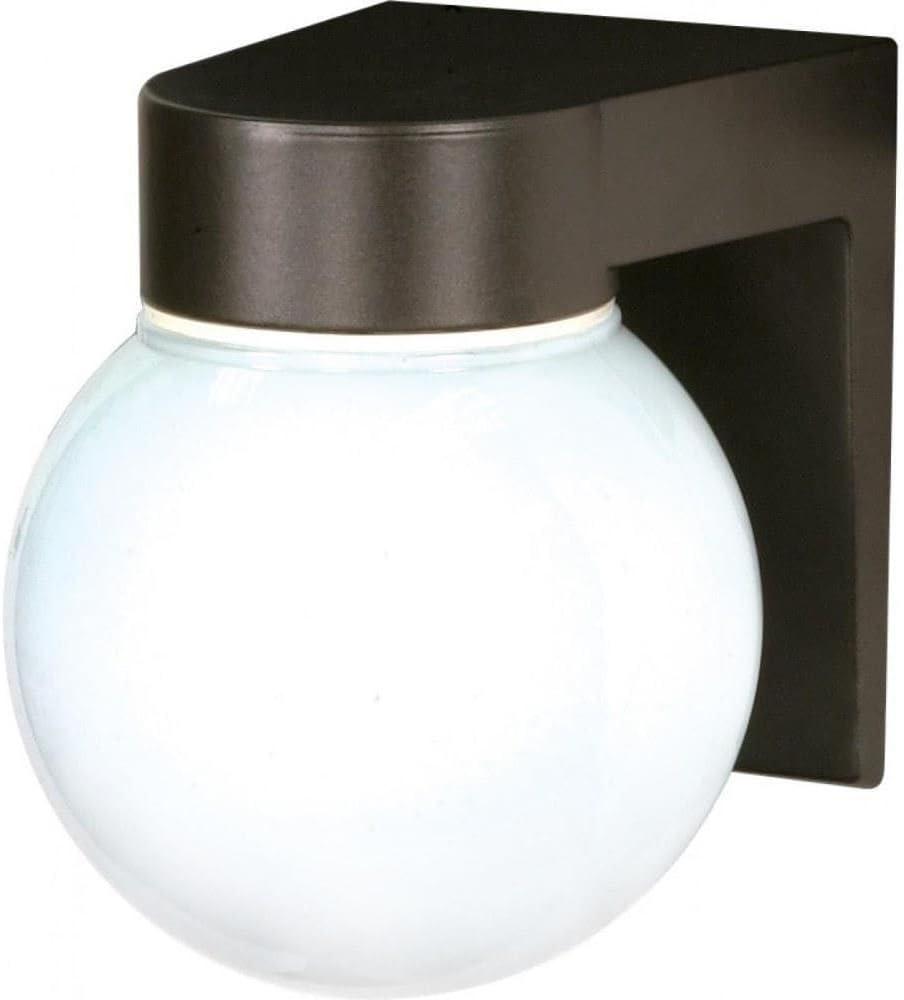 Bronze and White Dimmable Outdoor Wall Sconce with Glass Globe