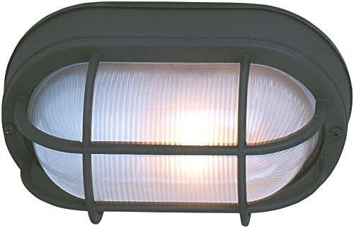 Matte Black Glass Oval Outdoor Flush Mount Light