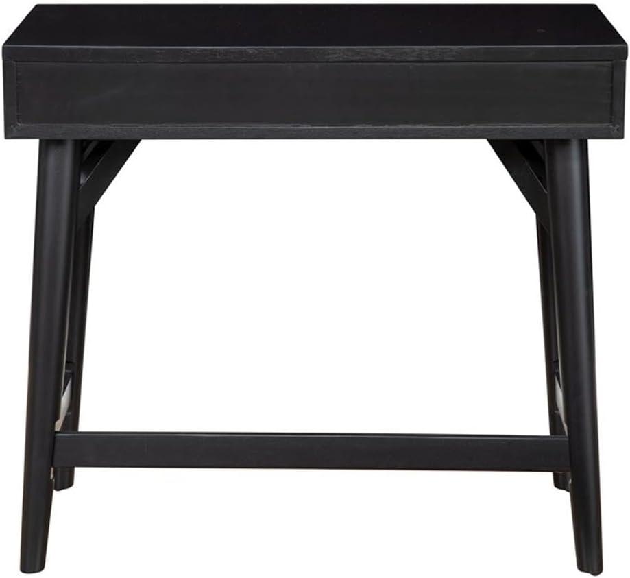 Alpine Furniture Flynn Large Wood 3 Drawer Desk in Black