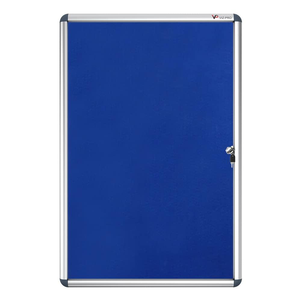 VIZ-PRO Tamperproof Lockable Noticeboard Class 1 Aluminium Framed 36x24 Inches