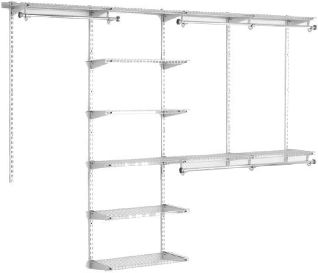 Rubbermaid 4-8ft Expandable Deluxe Closet Kit Storage Solution, Satin Nickel