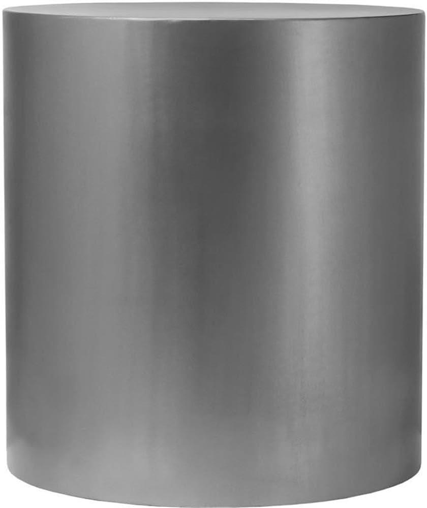 Meridian Furniture Cylinder Round Brushed Chrome Metal End Table