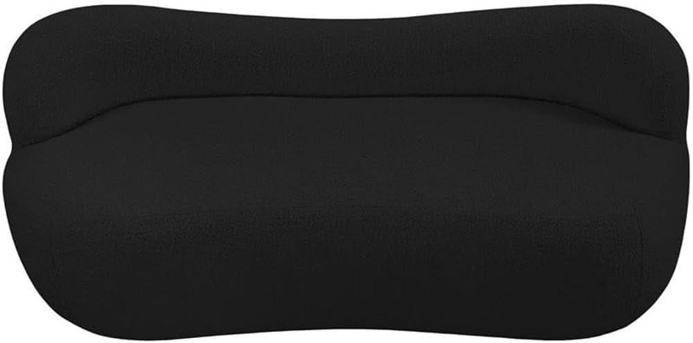 Meridian Black Boucle Fabric Bench with Curved Back