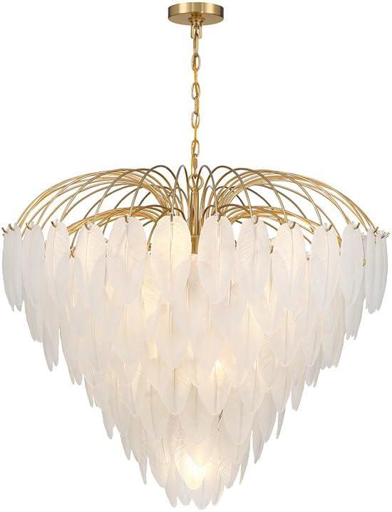 Boa 15-Light Chandelier with Warm Brass and Frosted Glass