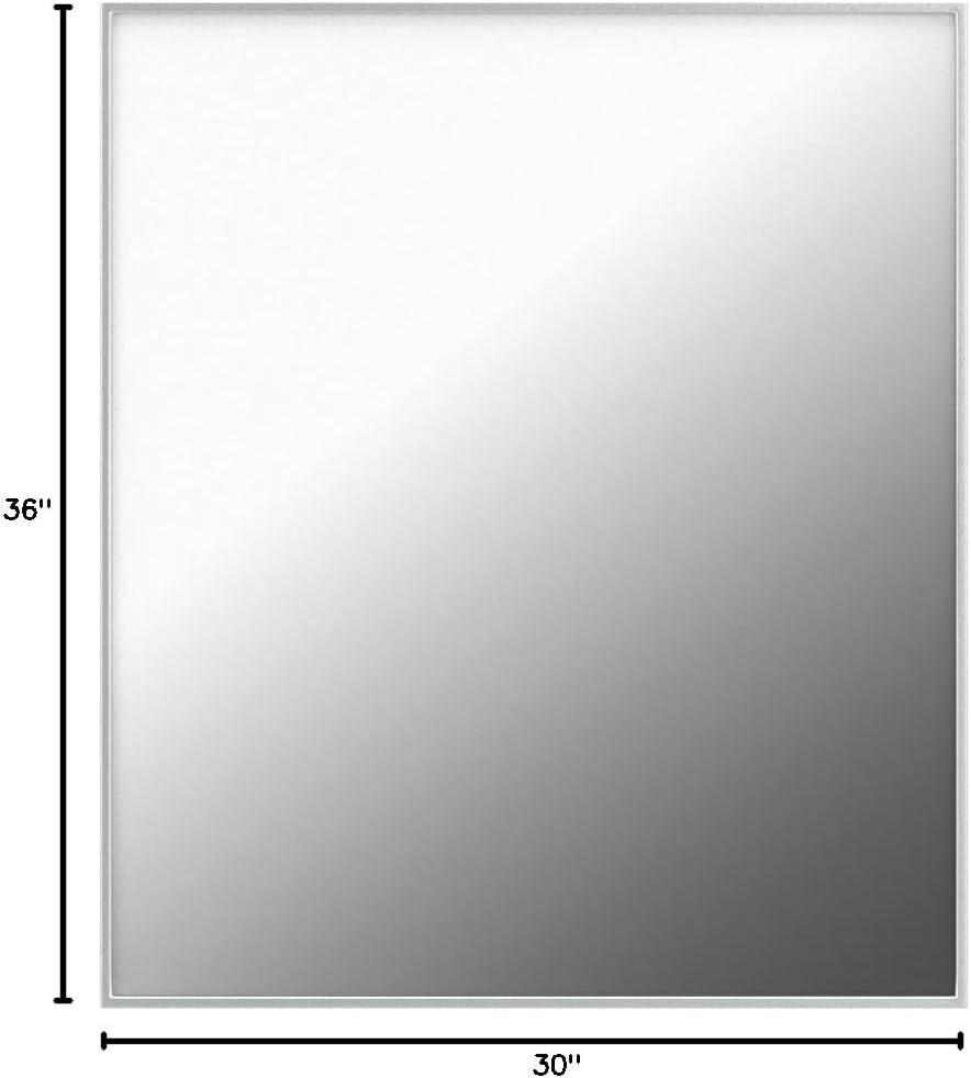 Head West Brushed Nickel Rectangular Framed Accent Wall Vanity Mirror - 30 x 36