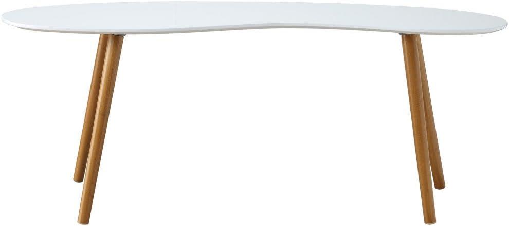 Convenience Concepts Oslo Bean-Shaped Coffee Table in Glossy White Wood Finish