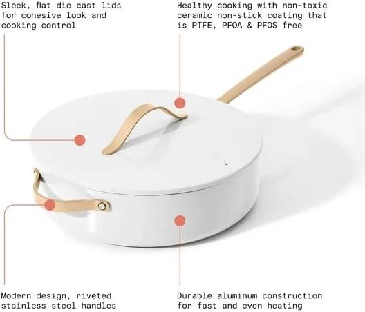 Beautiful 5.5 Quart Ceramic Non-Stick Sauté Pan, White Icing by Drew Barrymore