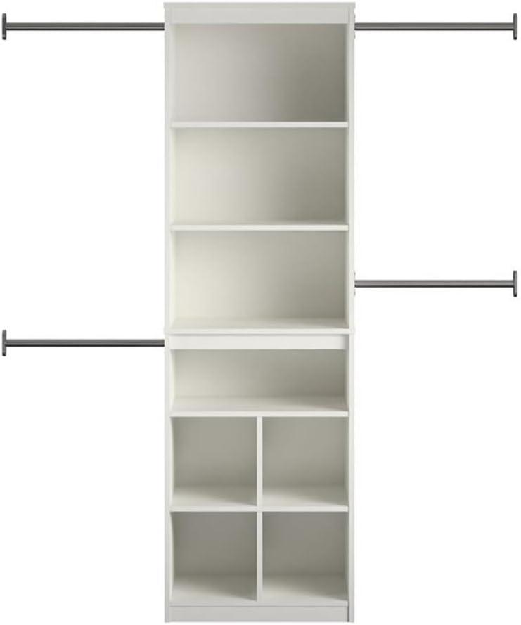 White Laminated Particleboard Closet Storage System with Adjustable Rods