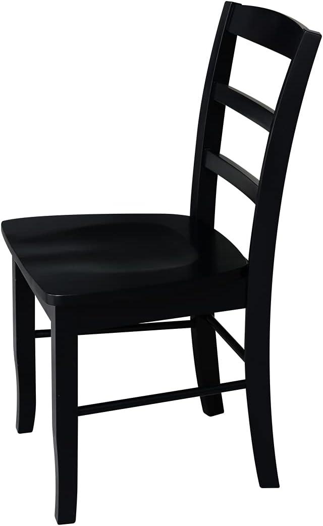 Elegant Black Solid Wood Ladderback Side Chair Set