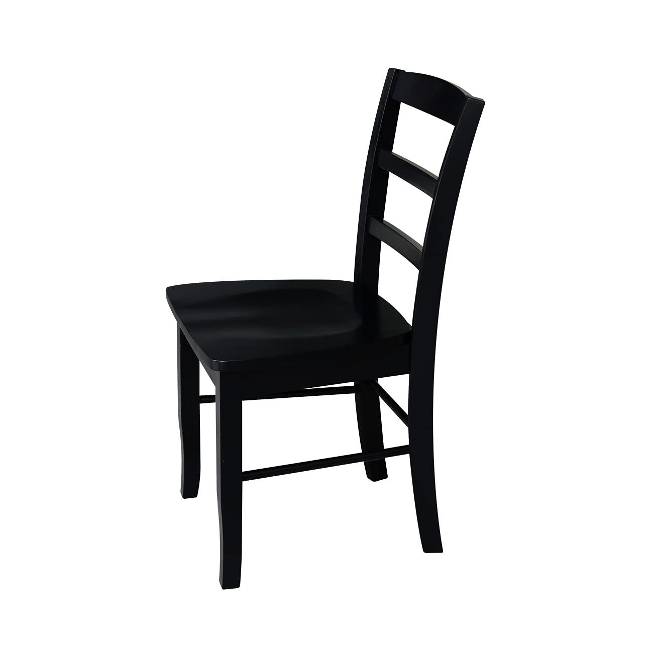 Set of 2 Madrid Ladderback Chairs Black - International Concepts: Solid Wood, Armless, Transitional Style