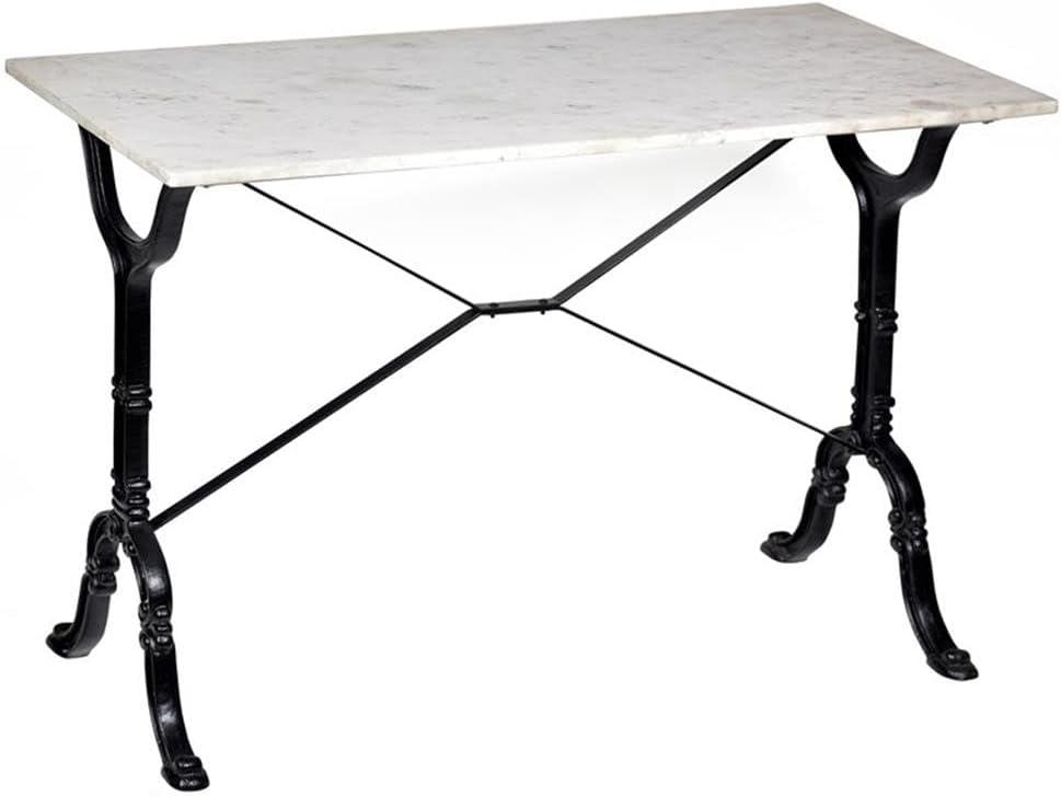 Carolina Living Draven Marble Top Bar Table White/Black: Iron Frame, 36" High Counter Table