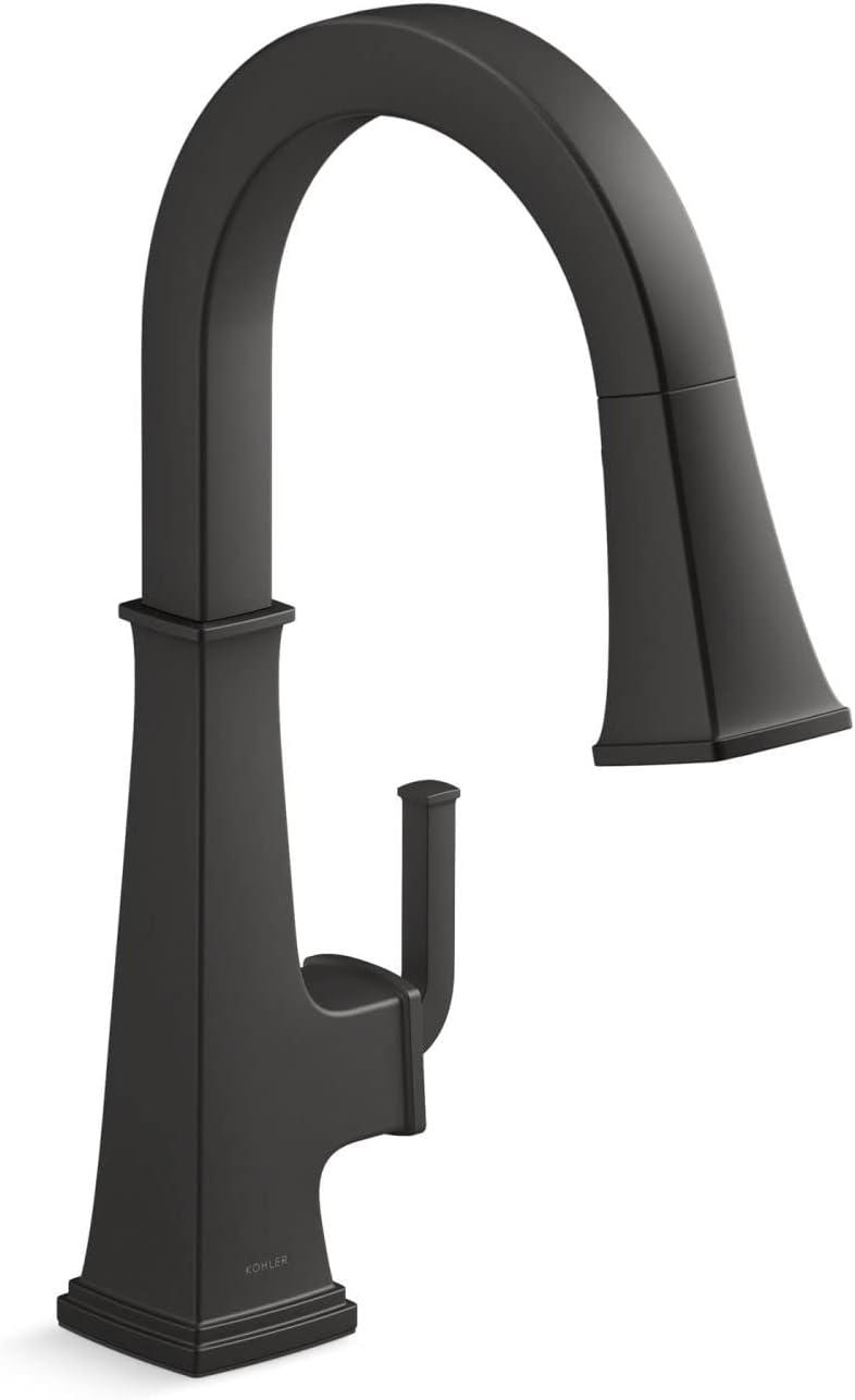 Matte Black Single-Handle Pull-Down Kitchen Faucet with Sprayhead