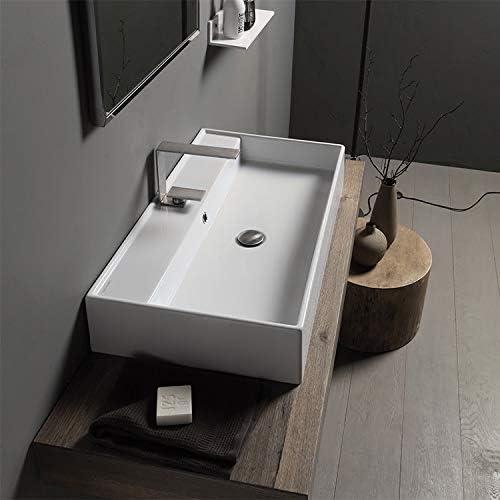 Scarabeo By Nameeks Teorema 18'' Glossy White Ceramic Rectangular Bathroom Sink