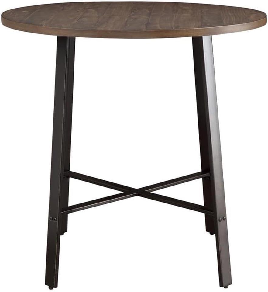 Lexicon Chevre Wood Counter Height Dining Room Round Table in Burnished Brown