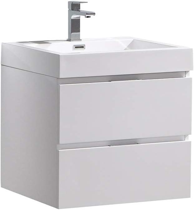 Fresca Valencia 24" Modern Wood and Resin Bathroom Vanity in Glossy White