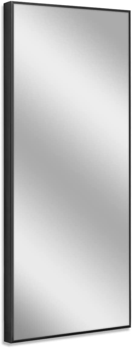 Glossy Black Polystyrene Framed Leaner Mirror 25" x 64"