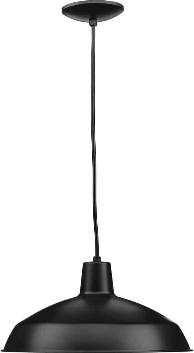 Progress Lighting, Sanabria, 1-Light, Pendant, Matte Black, Spun Metal Shade