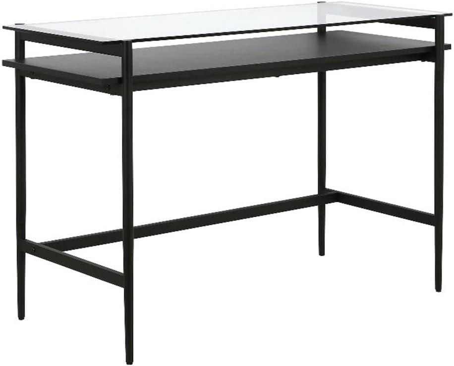 46" Black Bronze Desk with Black Woodgrain Shelf - Henn&Hart