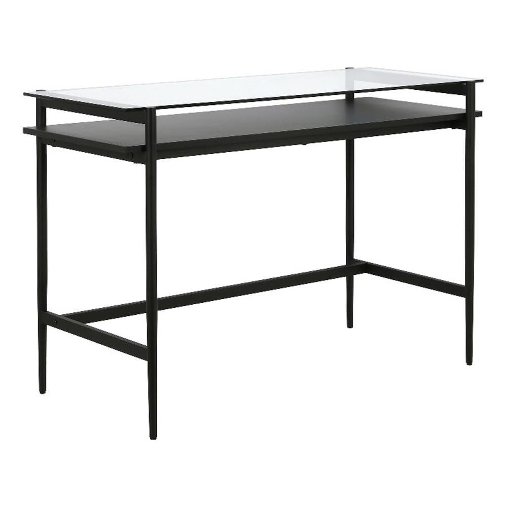 46" Black Bronze Desk with Black Woodgrain Shelf - Henn&Hart