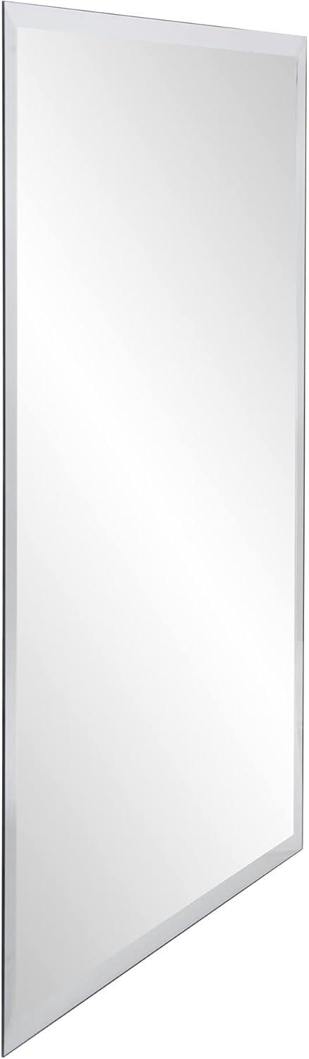 Silver Frameless Rectangular Beveled Wall Mirror, 24 x 36 Inch