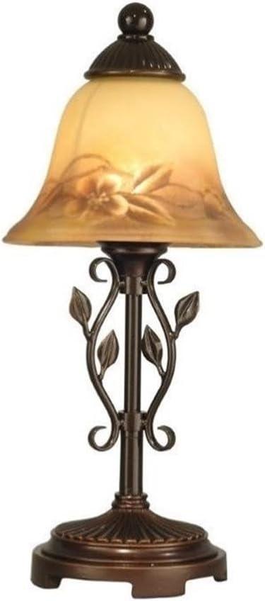 Elegant Amber Stained Glass Hand Painted Vine Mini Lamp