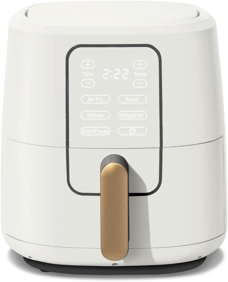 White Icing 6-Quart Touchscreen Air Fryer with Gold Accents