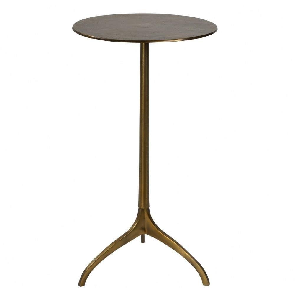 Uttermost Modern Cast Aluminum Round Accent Table 14" Wide Gold Tripod Legs for Living Room Bedroom Bedside Entryway House Office