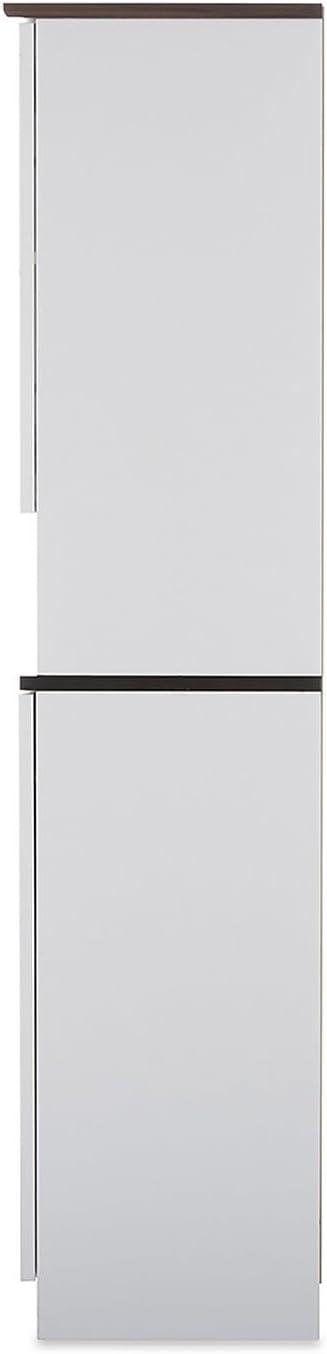 Baxton Studio Lauren TwoTone and Buffet and Hutch Kitchen Cabinet White/Dark Brown: Transitional Style, 5 Fixed Shelves