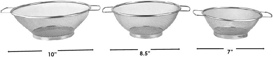 Stainless Steel 3-Piece Mesh Colander Set with Handles