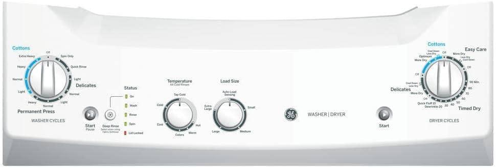 GE Appliances 3.8 cu. ft. Washer and 5.9 cu. ft. Electric Dryer Laundry Center GUD27ESSMWW