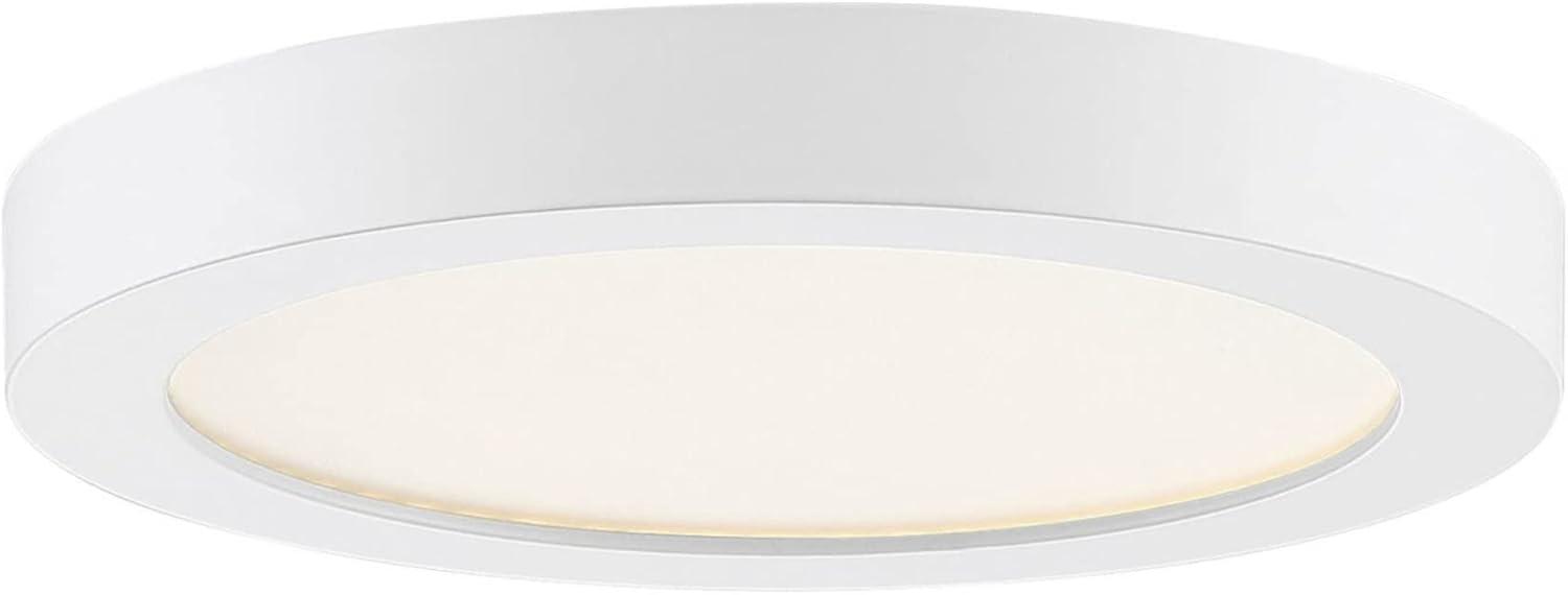 White Glass LED Flush Mount Ceiling Light with Brushed Nickel