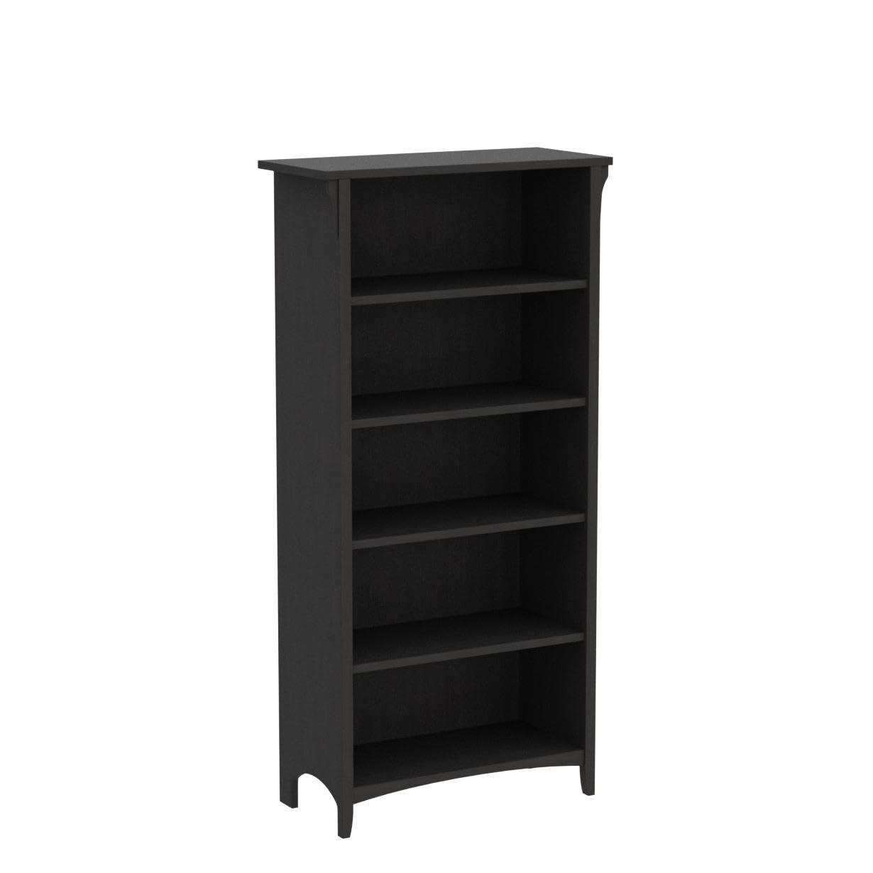 Bush Furniture Salinas Tall 5 Shelf Bookcase, Set of 2, Vintage Black
