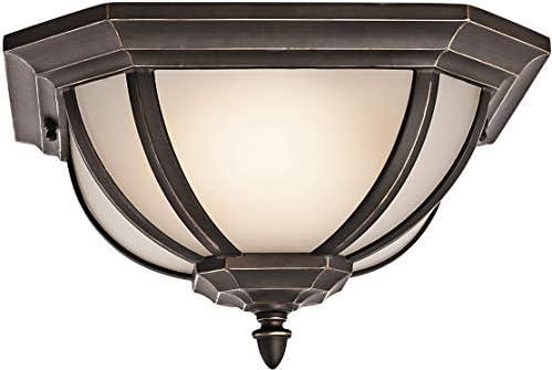 Salisbury Rubbed Bronze 2-Light Outdoor Flush Mount with White Linen Glass