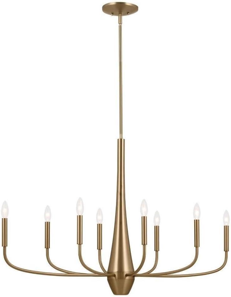 Kichler Deela 8-Light Chandelier, Modern Light in Champagne Bronze, Sloped Ceiling Compatible, for Over Long Oval Dining Room Table (41" x 18.5" x 27"), 52528CPZ