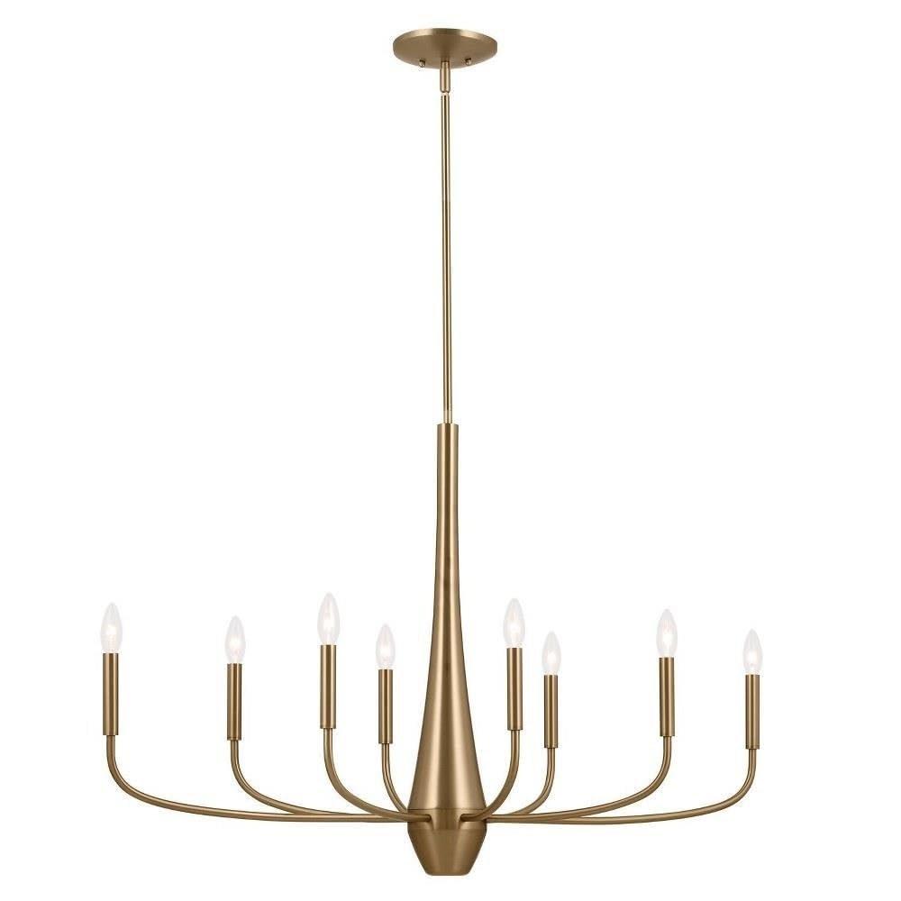 Kichler Deela 8-Light Chandelier, Modern Light in Champagne Bronze, Sloped Ceiling Compatible, for Over Long Oval Dining Room Table (41" x 18.5" x 27"), 52528CPZ