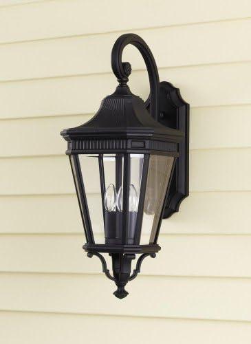 Black Bronze 3-Light Outdoor Wall Lantern with Clear Beveled Glass