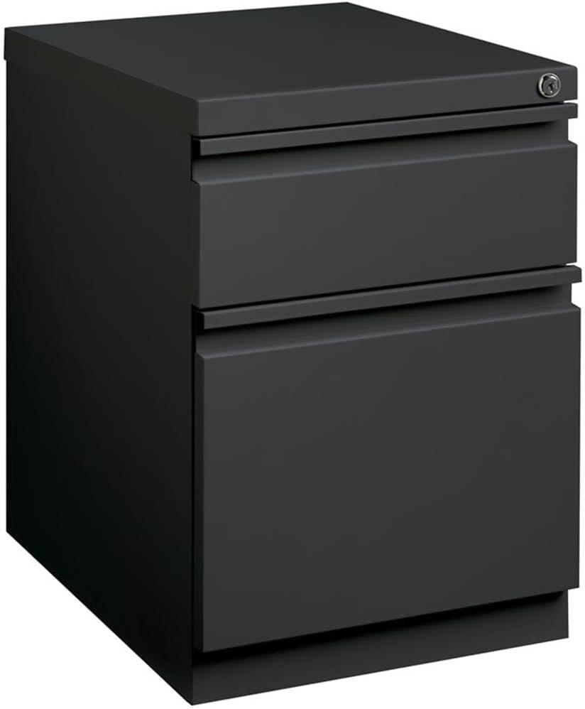 Hirsh 20" Deep Mobile Pedestal File Cabinet 2 Drawer Box-File, Letter Width, Charcoal