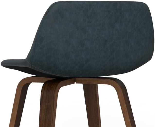 Simpli Home Randolph Upholstered Bentwood Mid-Century Modern Bar & Counter Stool with Chrome Footrest (Set of 2) (Set of 2)