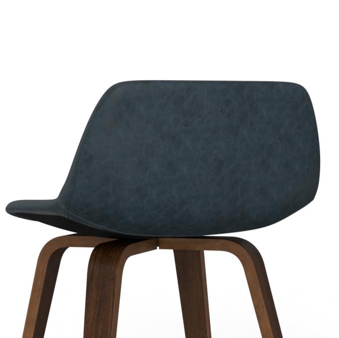 Simpli Home Randolph Upholstered Bentwood Mid-Century Modern Bar & Counter Stool with Chrome Footrest (Set of 2) (Set of 2)