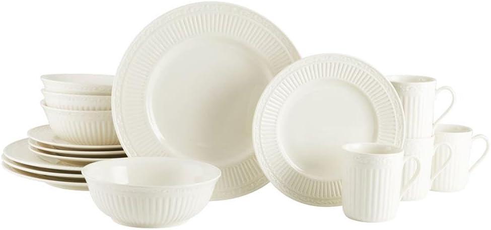 Italian Countryside White Porcelain 16-Piece Dinnerware Set, Service for 4