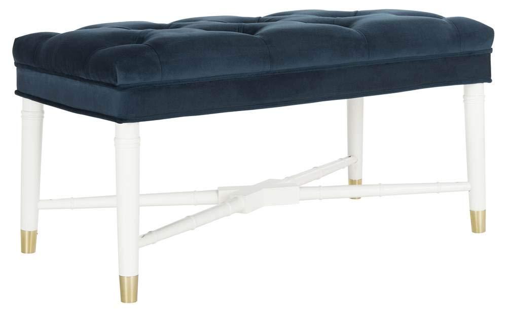 Rory Contemporary Tufted Bench - Navy - Safavieh