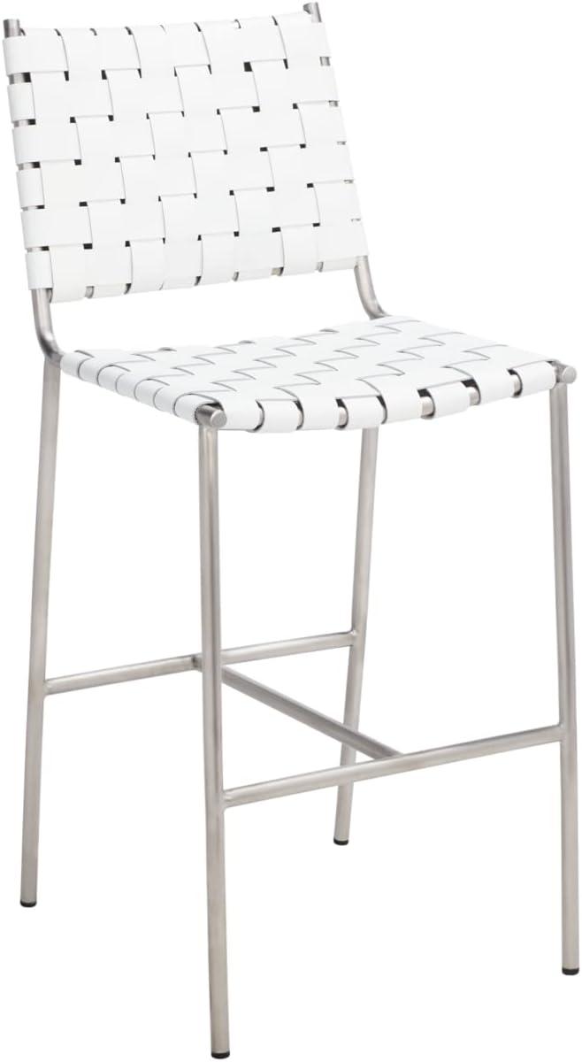 Olenna Woven Counter Stool - BST3011 - White/Silver - Safavieh