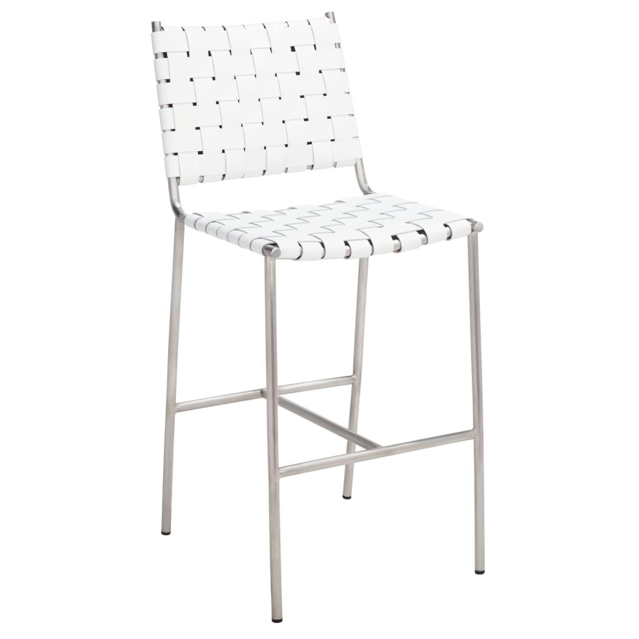 Olenna Woven Counter Stool - BST3011 - White/Silver - Safavieh
