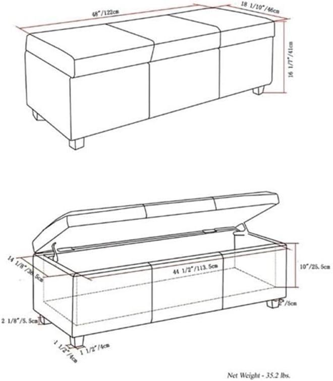 Simpli Home Avalon Large Storage Ottoman Bench