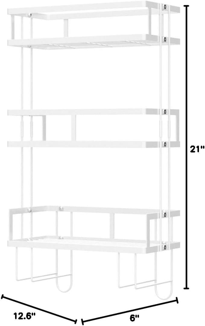Over Toilet Bathroom Organizer,Over The Toilet Storage Shelf, Toilet Shelf with Toilet Paper Holder,Bathroom Shelf Over Toilet,3 Tier Toilet Storage Rack White Metal
