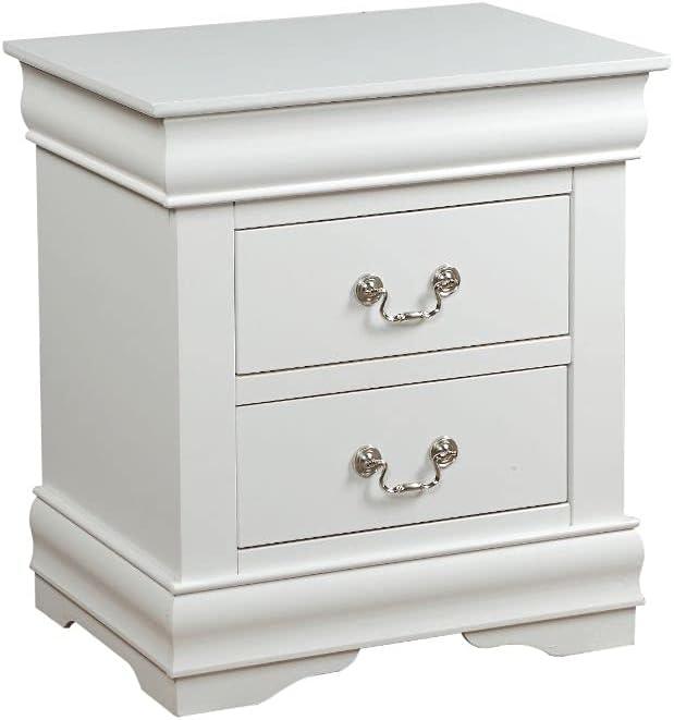 Canora Grey Esa Nightstand In Traditional Design With Two Drawers And Brushed Nickel Metal Handle | Wayfair