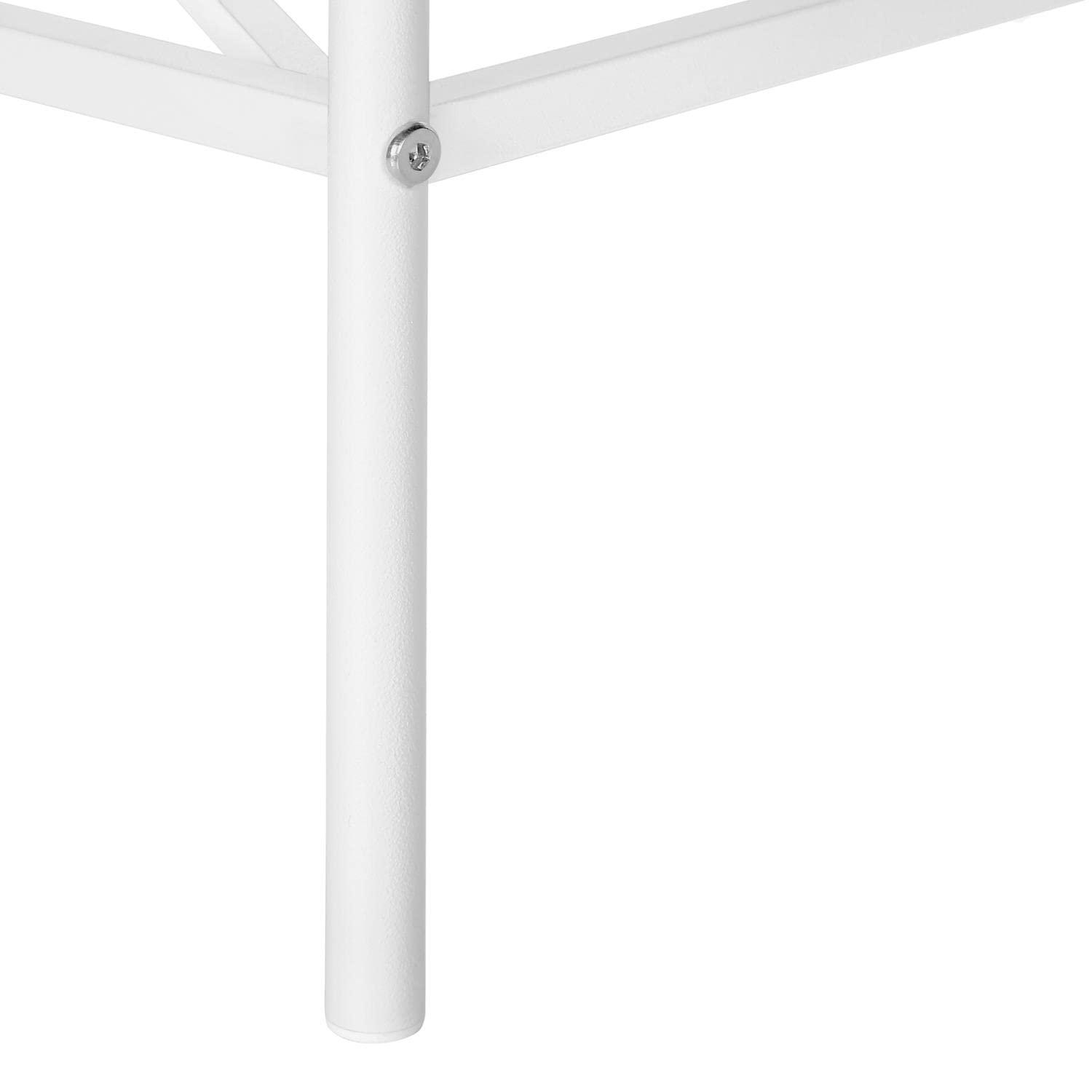 Monarch Specialties Accent Table, Side, End, Narrow, Small, 2 Tier, Living Room, Bedroom, White Laminate, White Metal, Contemporary, Modern